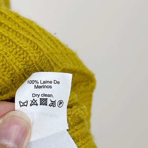 Madewell 2XS Mustard Yellow Woodside Pullover Sweater Merino Wool VNeck XXSmall - Picture 8 of 9